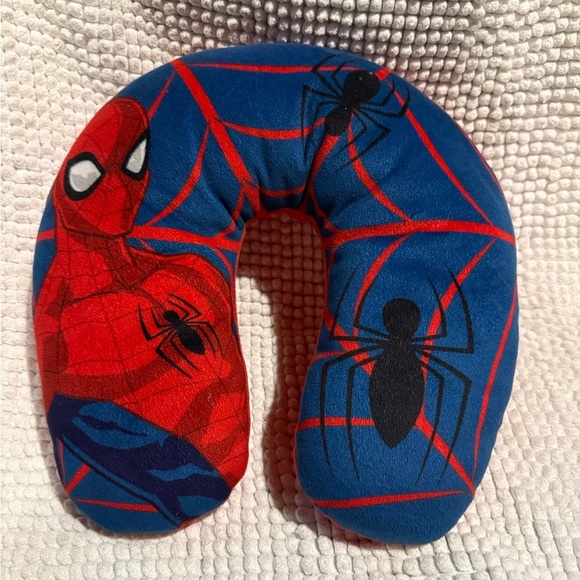 Other - Spider-Themed Blue and Red Plush Kids Neck Pillow